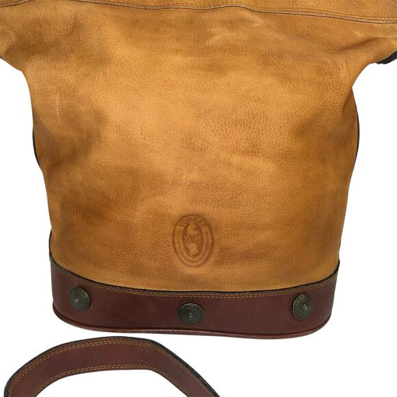 Fossil Camel Brown Nubuck Leather Crossbody Bucket Handbag Purse Clean Interior - Picture 2 of 16